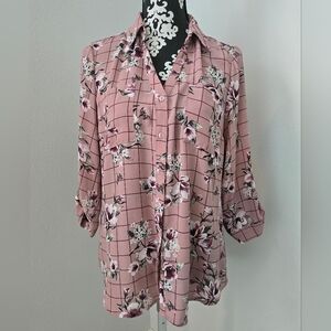 Floral Pink Women's Top Size L